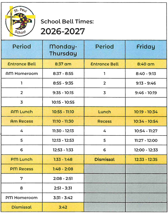 Bell times